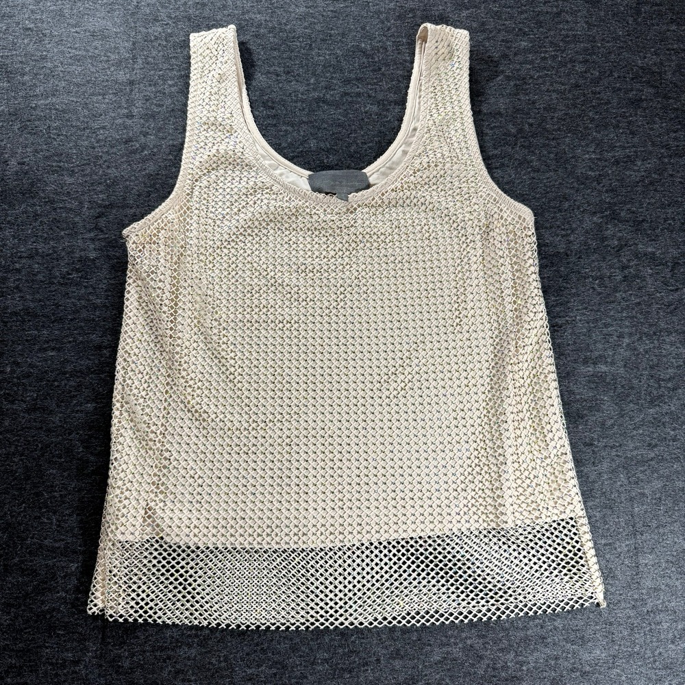 Anthropologie Sunday In Brooklyn Tank Womens Medium Cream Jeweled Lined Chic
